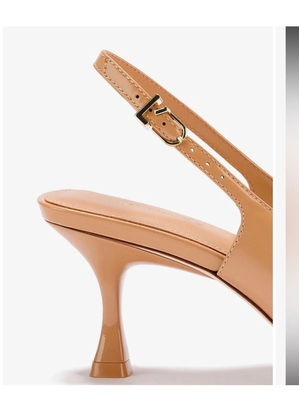 Larroude Ines Pump In Tan Leather Size 7 Office Elevated Basic Slingback Buckle
